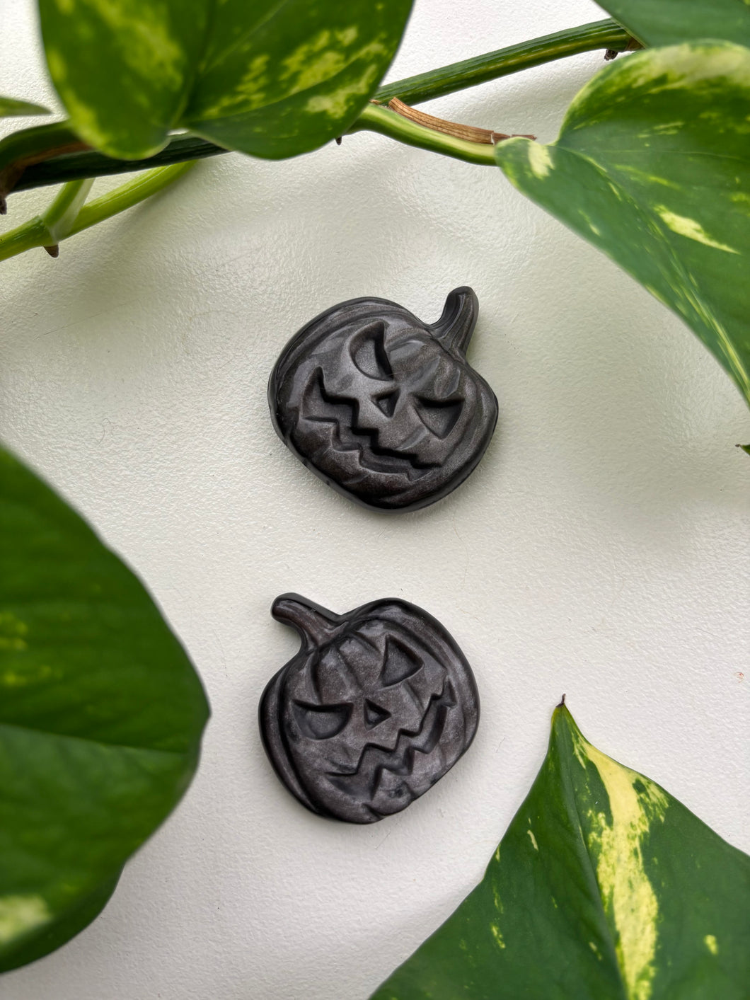 Silver Sheen Obsidian Pumpkin