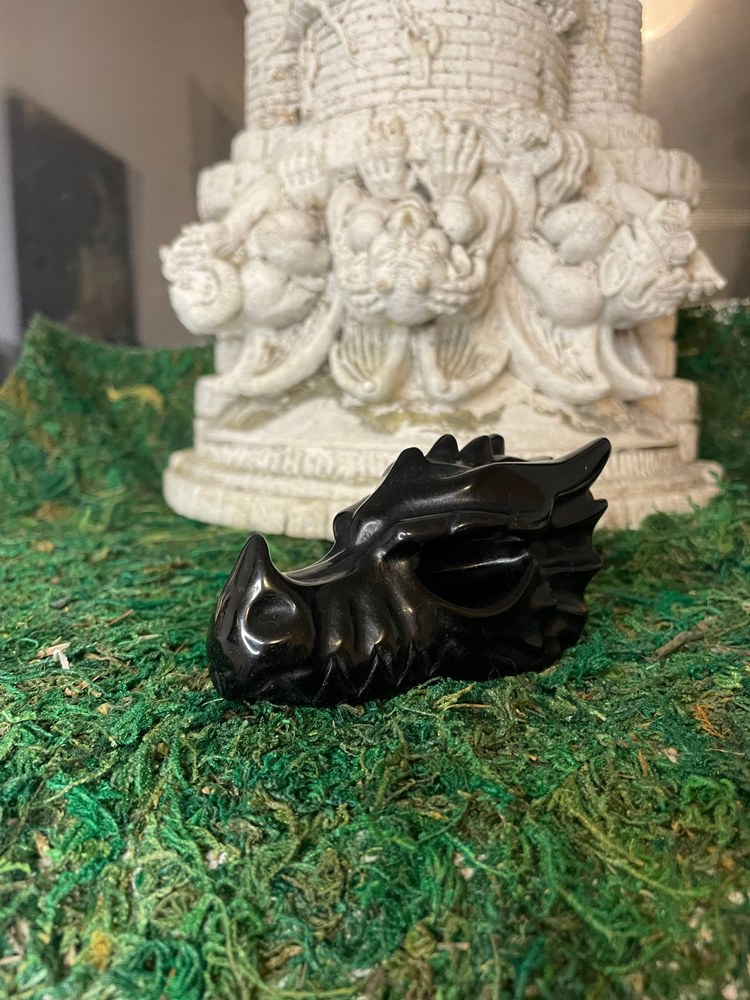 Black Obsidian Dragon Skull